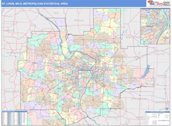 St. Louis Metro Area Digital Map Color Cast Style